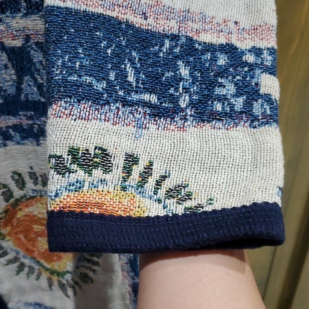 NWOT Painted Pony Concho Blue White Jacket Cropped, Knit, Western Sun 90s Blazer - Picture 4 of 6